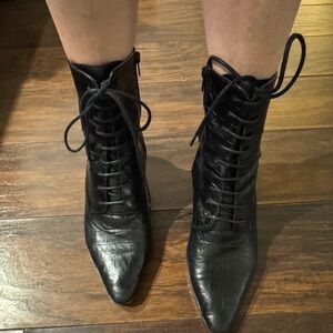 Miista Black Lace-Up Boots